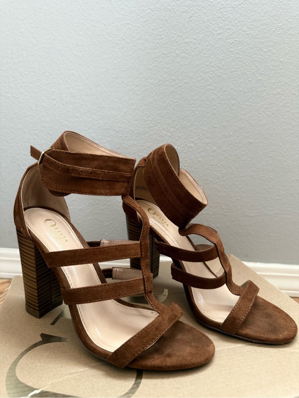 Charlotte Russe Brown Suede Strappy Block Heel Sandals